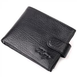 Купить - Классический мужской кошелек с хлястиком из натуральной кожи KARYA 21077 Черный, фото , характеристики, отзывы