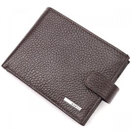 Купить - Вместительное мужское портмоне с хлястиком из натуральной кожи KARYA 21081 Коричневый, фото , характеристики, отзывы