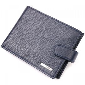 Купить Горизонтальное мужское портмоне с хлястиком из натуральной кожи KARYA 21085 Синий, фото , характеристики, отзывы