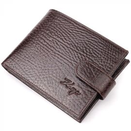 Купить Практичное мужское портмоне с хлястиком из натуральной кожи KARYA 21086 Коричневый, фото , характеристики, отзывы