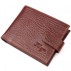 Придбати Зручний чоловічий гаманець з хлястиком із натуральної шкіри KARYA 21088 Світло-коричневий, image , характеристики, відгуки