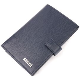 Купить - Вертикальное мужское портмоне с хлястиком из натуральной кожи KARYA 21190 Синий, фото , характеристики, отзывы