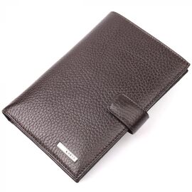 Купить - Вертикальное мужское портмоне с хлястиком из натуральной кожи KARYA 21192 Коричневый, фото , характеристики, отзывы