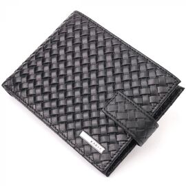 Придбати Плетений чоловічий гаманець з натуральної шкіри KARYA 21200 Чорний, image , характеристики, відгуки