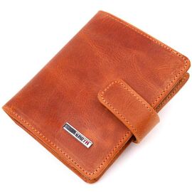 Купить Мужской бумажник из добротной винтажной кожи KARYA 21327 Рыжий, фото , характеристики, отзывы