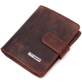 Купить Компактный мужской бумажник из добротной винтажной кожи KARYA 21328 Коричневый, фото , характеристики, отзывы