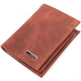 Купить - Мужское вертикальное портмоне без застежки в винтажной коже KARYA 21363 Рыжий, фото , характеристики, отзывы