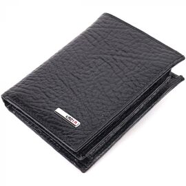 Придбати Невеликий гаманець без застібки з натуральної зернистої шкіри KARYA 21364 Чорний, image , характеристики, відгуки