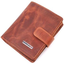 Купить Функциональный мужской кошелек в винтажной коже KARYA 21369 Рыжий, фото , характеристики, отзывы