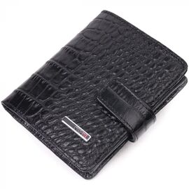 Купить Стильный мужской кожаный кошелек с тиснением под крокодила KARYA 21371 Черный, фото , характеристики, отзывы