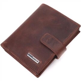 Придбати Невеликий чоловічий гаманець у вінтажній шкірі KARYA 21387 Коричневий, image , характеристики, відгуки