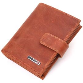 Придбати Чоловічий вертикальний гаманець у вінтажній шкірі KARYA 21388 Рудий, image , характеристики, відгуки