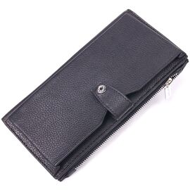 Купить - Классическое мужское вертикальное портмоне из натуральной кожи KARYA 21422 Черный, фото , характеристики, отзывы
