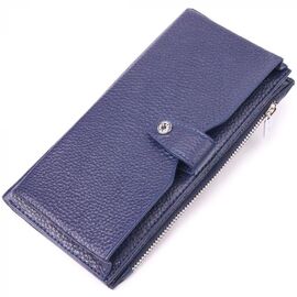 Придбати Стильний вертикальний гаманець із натуральної шкіри KARYA 21423 Синій, image , характеристики, відгуки