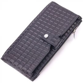 Придбати Стеганий вертикальний чоловічий гаманець з натуральної шкіри KARYA 21425 Чорний, image , характеристики, відгуки