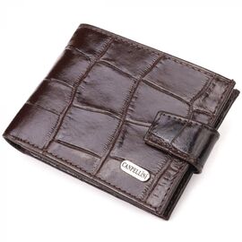 Придбати Чоловічий компактний гаманець із натуральної фактурної шкіри CANPELLINI 21509 Коричневий, image , характеристики, відгуки