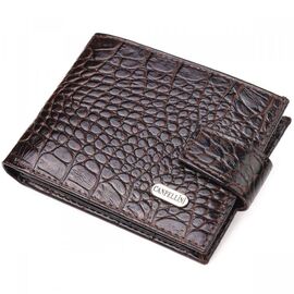 Придбати Оригінальний чоловічий гаманець із натуральної фактурної шкіри CANPELLINI 21513 Коричневий, image , характеристики, відгуки