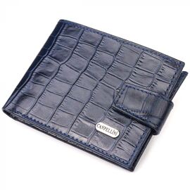 Придбати Стильний чоловічий гаманець із натуральної фактурної шкіри CANPELLINI 21514 Синій, image , характеристики, відгуки