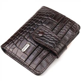 Придбати Цікавий гаманець для чоловіків з натуральної шкіри з тисненням під крокодила CANPELLINI 21689 Коричневий, image , характеристики, відгуки