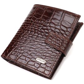 Купить - Шикарный мужской бумажник из натуральной кожи с тиснением под крокодила CANPELLINI 21729 Коричневый, фото , характеристики, отзывы