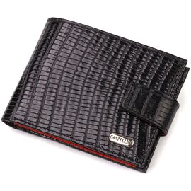Купить - Лакированное компактное портмоне для мужчин из натуральной фактурной кожи CANPELLINI 21751 Черное, фото , характеристики, отзывы