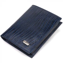 Придбати Чоловічий гаманець з натуральної шкіри вертикального формату з тисненням CANPELLINI 21752 Синій, image , характеристики, відгуки