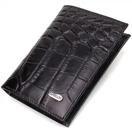Придбати Цікавий чоловічий гаманець вертикального формату з натуральної шкіри з тисненням під крокодила CANPELLINI 21755 Чорний, image , характеристики, відгуки