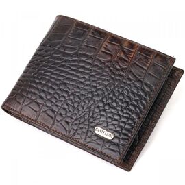 Придбати Фактурний чоловічий гаманець без застібки горизонтального формату з натуральної шкіри з тисненням під крокодила CANPELLINI 21759 Коричневий, image , характеристики, відгуки