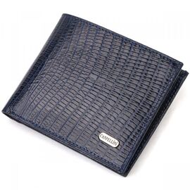 Придбати Фактурний стильний гаманець для чоловіків без застібки з натуральної шкіри горизонтального формату з тисненням CANPELLINI 21760 Синій, image , характеристики, відгуки
