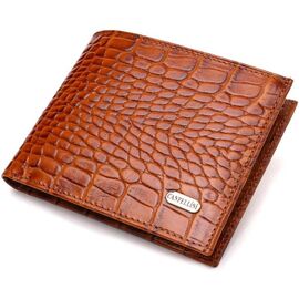 Придбати Фактурний чоловічий гаманець без застібки горизонтального формату з натуральної шкіри з тисненням під крокодила CANPELLINI 21761 Коричневий, image , характеристики, відгуки