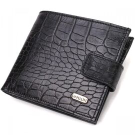 Придбати Чоловічий оригінальний гаманець горизонтального формату з натуральної шкіри з тисненням під крокодила CANPELLINI 21768 Чорний, image , характеристики, відгуки