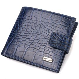 Купить - Бумажник для мужчин горизонтального формата из натуральной кожи с тиснением под крокодила CANPELLINI 21769 Синий, фото , характеристики, отзывы