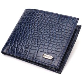 Купить - Интересное мужское портмоне из натуральной фактурной кожи CANPELLINI 21774 Синее, фото , характеристики, отзывы
