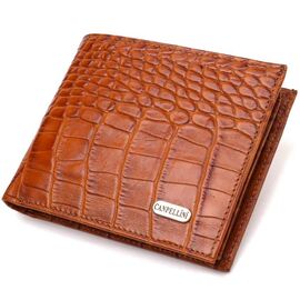 Придбати Чоловічий гаманець горизонтальний з натуральної фактурної шкіри з тисненням під крокодила CANPELLINI 21781 Рудий, image , характеристики, відгуки