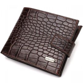 Купить Вместительный мужской бумажник из натуральной фактурной кожи с тиснением под крокодила CANPELLINI 21788 Коричневый, фото , характеристики, отзывы
