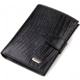 Придбати Фактурний вертикальний чоловічий гаманець середнього розміру з натуральної шкіри з тисненням CANPELLINI 21859 Чорний, image , характеристики, відгуки