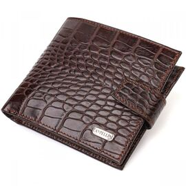 Придбати Модний чоловічий гаманець з натуральної шкіри тисненням під крокодила CANPELLINI 21878 Коричневий, image , характеристики, відгуки