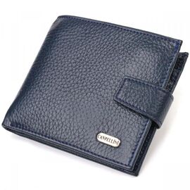 Придбати Практичний чоловічий гаманець із натуральної зернистої шкіри CANPELLINI 21879 Синій, image , характеристики, відгуки