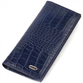 Купить - Красивый мужской вертикальный бумажник из натуральной кожи с тиснением под крокодила CANPELLINI 21901 Синий, фото , характеристики, отзывы