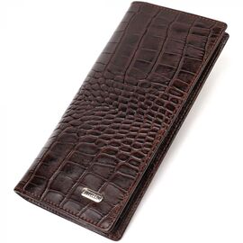 Придбати Вертикальний гаманець без застібки з натуральної шкіри C тисненням під крокодила CANPELLINI 21905 Коричневий, image , характеристики, відгуки