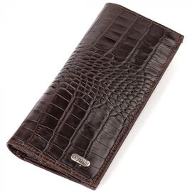 Купить Практичный мужской вертикальный бумажник из натуральной кожи с тиснением под крокодила CANPELLINI 21907 Коричневый, фото , характеристики, отзывы