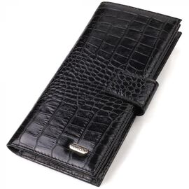 Придбати Вузький гаманець для чоловіків з натуральної шкіри з тисненням під крокодила CANPELLINI 21914 Чорний, image , характеристики, відгуки