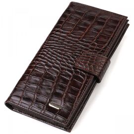 Придбати Стильний гаманець для чоловіків з натуральної шкіри з тисненням під крокодила CANPELLINI 21915 Коричневий, image , характеристики, відгуки