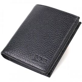 Придбати Невеликий чоловічий гаманець із натуральної зернистої шкіри без застібки BOND 21988 Чорний, image , характеристики, відгуки