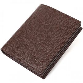 Купить - Компактный мужской бумажник из натуральной зернистой кожи без застежки BOND 21989 Коричневый, фото , характеристики, отзывы