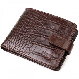 Придбати Чоловічий гаманець із натуральної шкіри з тисненням під крокодила BOND 21991 Коричневий, image , характеристики, відгуки