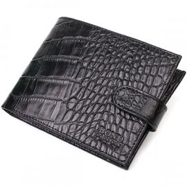 Купить - Модный бумажник для мужчин из натуральной фактурной кожи с тиснением под крокодила BOND 21995 Черный, фото , характеристики, отзывы