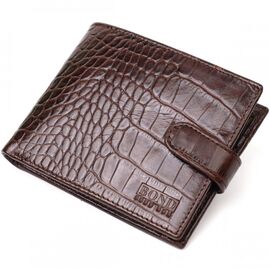 Придбати Чоловічий фактурний горизонтальний гаманець з натуральної шкіри з тисненням під крокодила Tony Bellucci 22043 Коричневий, image , характеристики, відгуки