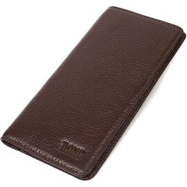 Купить - Вертикальный узкий мужской бумажник из натуральной зернистой кожи BOND 22052 Коричневый, фото , характеристики, отзывы
