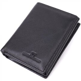 Купить - Вертикальный кошелек для стильных мужчин из натуральной кожи ST Leather 22464 Черный, фото , характеристики, отзывы